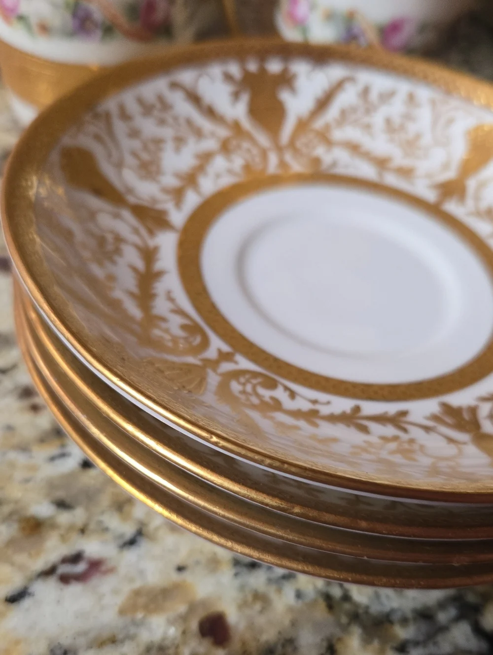 Antique Gilded White Porcelain Coffe Cup And Saucer- Classic  Dining Aristocrat